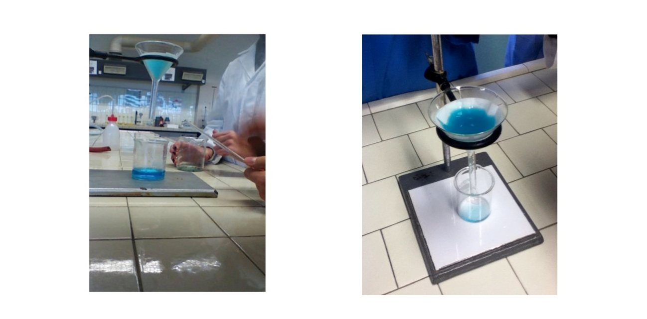 raccolta del filtrato, dall'imbuto e attraverso il filtro, un un becker