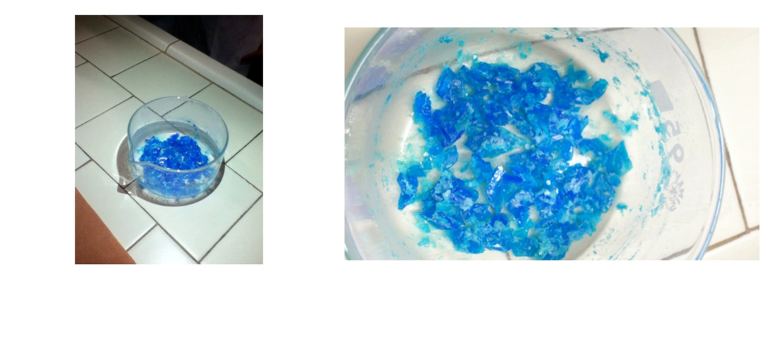 i cristalli ottenuti, di colore blu intenso