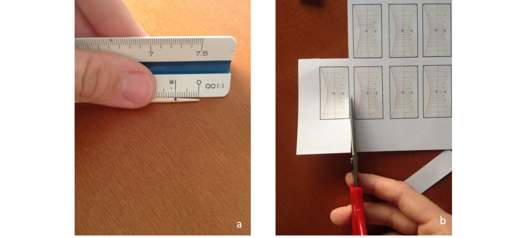 a) realizzazione degli gnomoncini; b) preparazione delle meridiane.