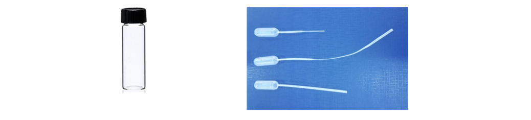 fiala con tappo a vite e micropipette