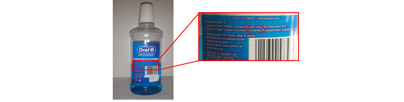 presenza della aldeide cinnamica in un prodotto commerciale