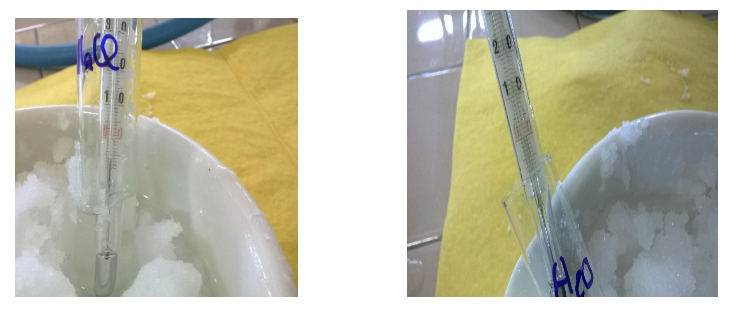 misurazione dei punti di fusione delle due soluzioni