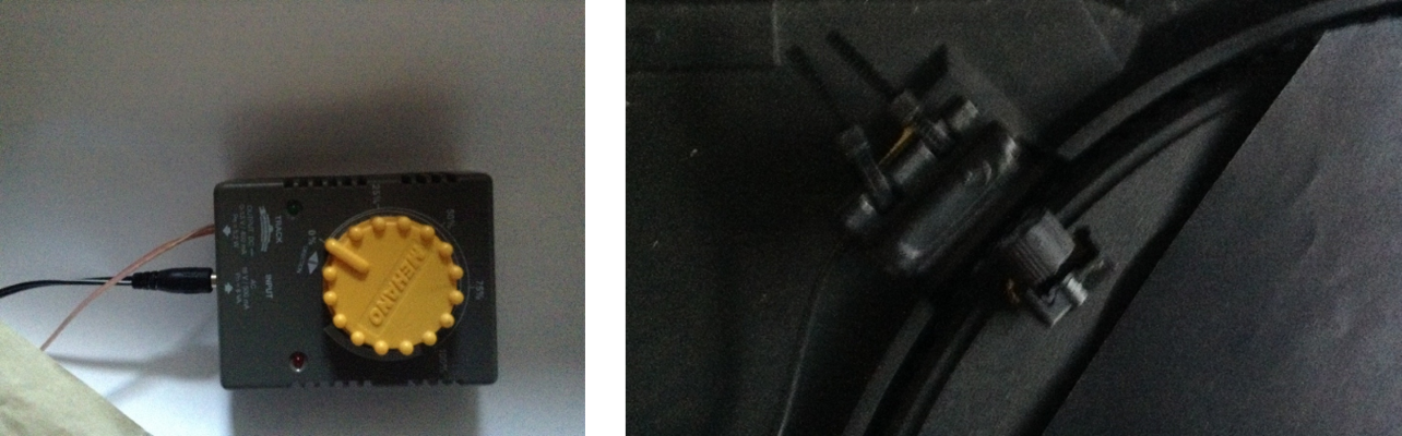 potenziometro a sinistra e tachimetro a destra