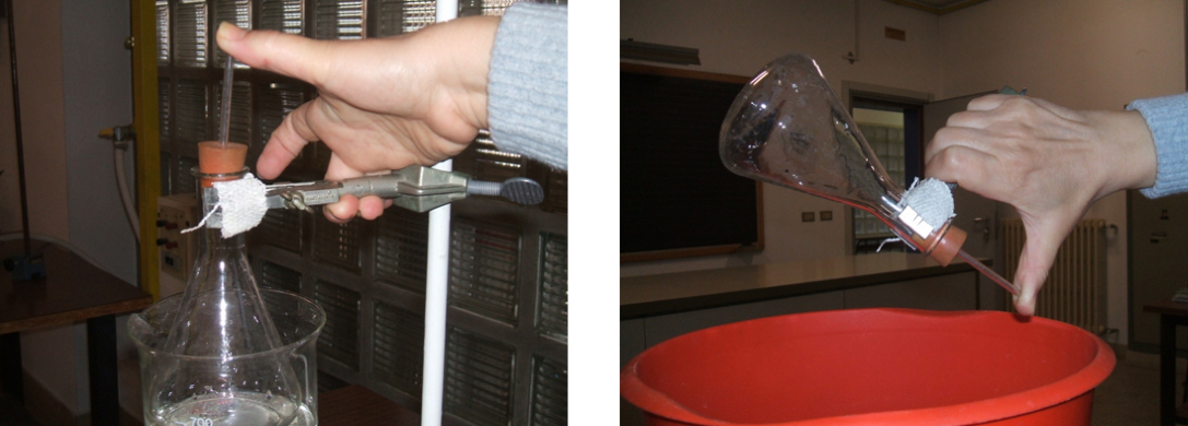 beuta con tubicino tappato durante l'estrazione e il capovolgimento