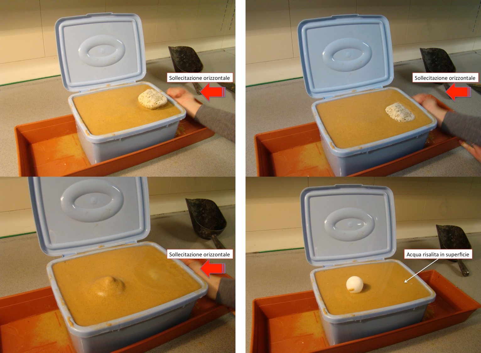 colpire ripetutamente il contenitore e visualizzare il fenomeno